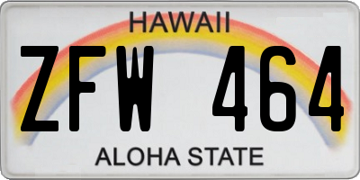HI license plate ZFW464