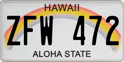 HI license plate ZFW472