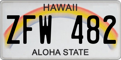 HI license plate ZFW482