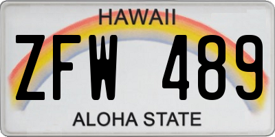 HI license plate ZFW489