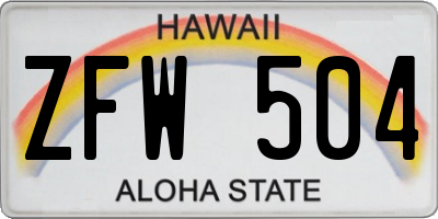 HI license plate ZFW504
