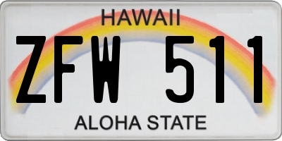 HI license plate ZFW511