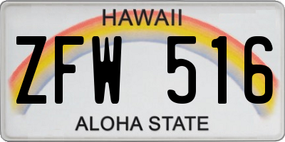 HI license plate ZFW516