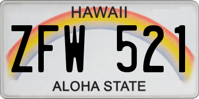 HI license plate ZFW521