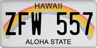HI license plate ZFW557