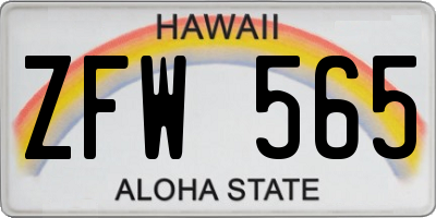 HI license plate ZFW565