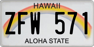 HI license plate ZFW571