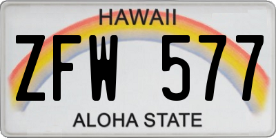 HI license plate ZFW577