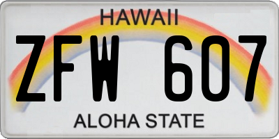 HI license plate ZFW607