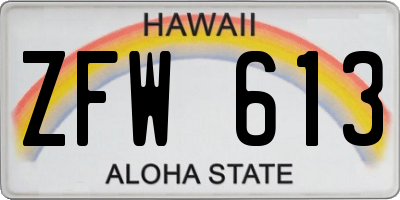 HI license plate ZFW613