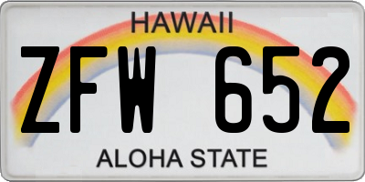 HI license plate ZFW652