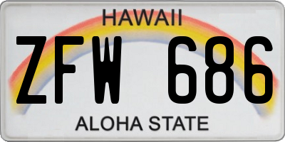 HI license plate ZFW686