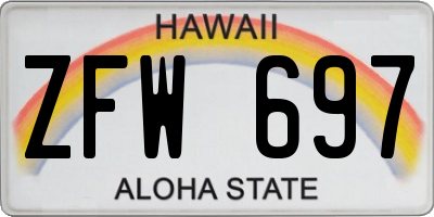 HI license plate ZFW697