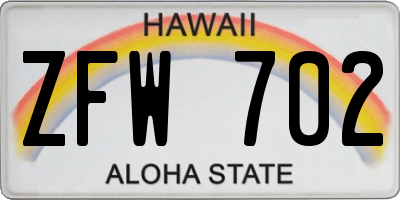 HI license plate ZFW702