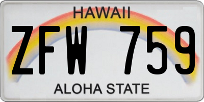 HI license plate ZFW759