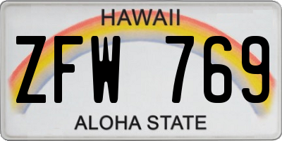 HI license plate ZFW769