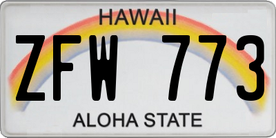 HI license plate ZFW773