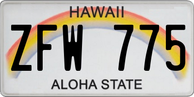 HI license plate ZFW775