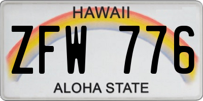 HI license plate ZFW776