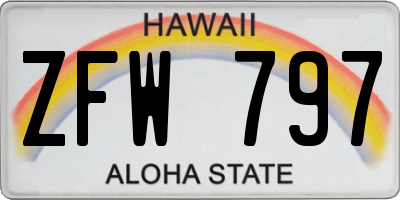 HI license plate ZFW797