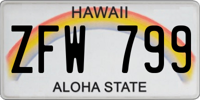 HI license plate ZFW799