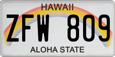 HI license plate ZFW809