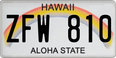 HI license plate ZFW810
