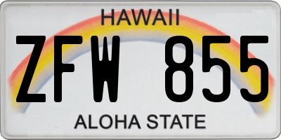 HI license plate ZFW855