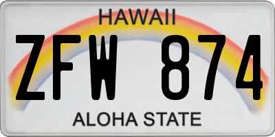 HI license plate ZFW874