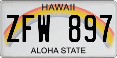 HI license plate ZFW897
