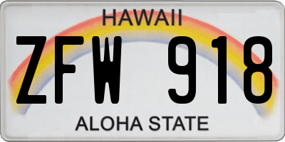 HI license plate ZFW918