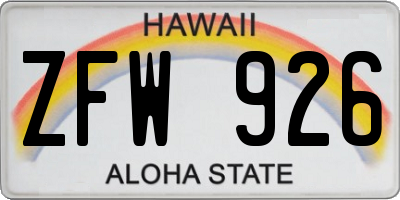 HI license plate ZFW926