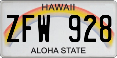 HI license plate ZFW928