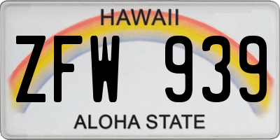 HI license plate ZFW939