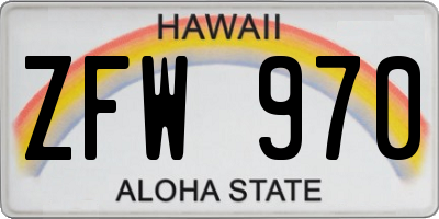 HI license plate ZFW970