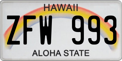 HI license plate ZFW993