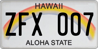 HI license plate ZFX007