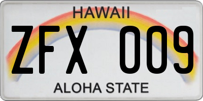 HI license plate ZFX009
