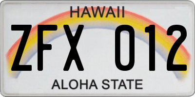 HI license plate ZFX012