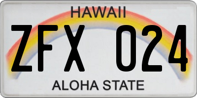 HI license plate ZFX024
