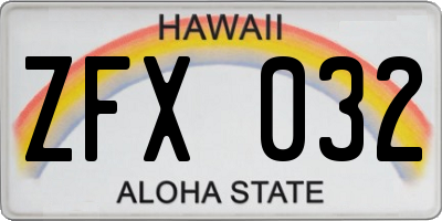 HI license plate ZFX032