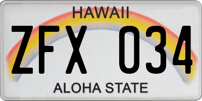 HI license plate ZFX034