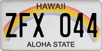 HI license plate ZFX044