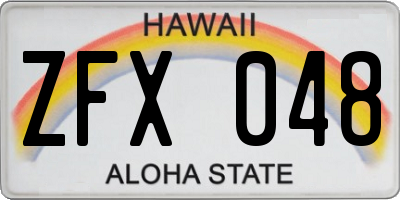 HI license plate ZFX048