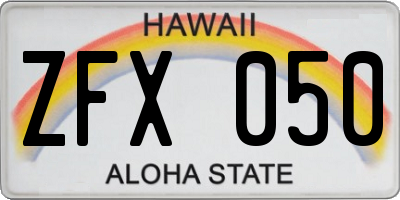 HI license plate ZFX050