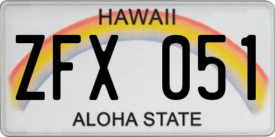 HI license plate ZFX051