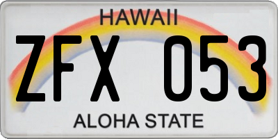 HI license plate ZFX053