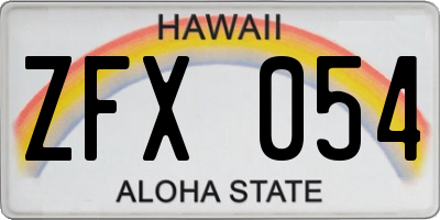 HI license plate ZFX054