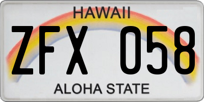 HI license plate ZFX058