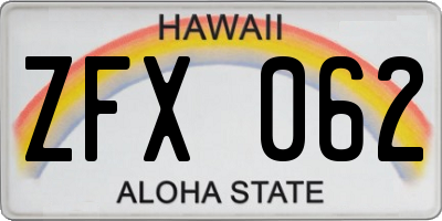 HI license plate ZFX062